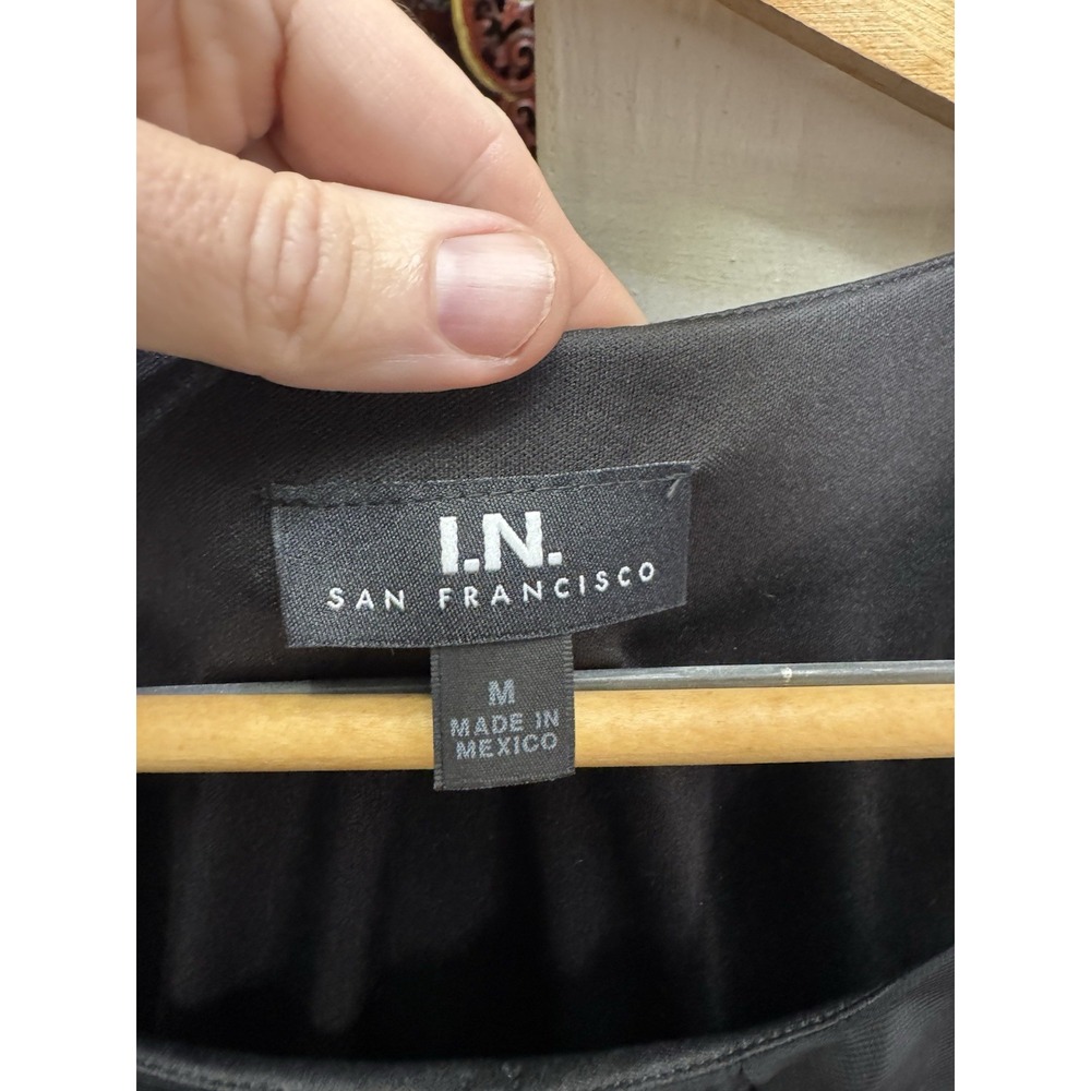 I.N. San Francisco Women's Medium Black Sleeveless Dress Pleated Elastic Waist - Picture 5 of 7